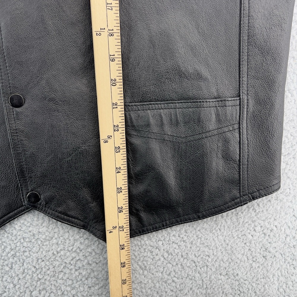 USA Leather Motorcycle Vest Men's 5XL Black Eagle Biker Snap Front Leather Vest - Picture 8 of 14